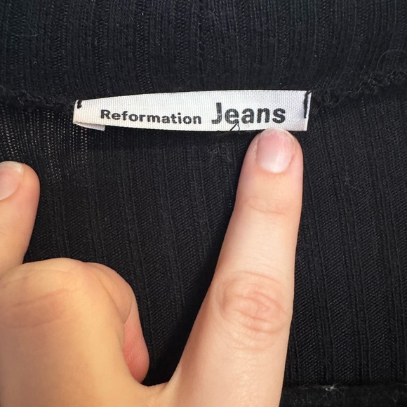 Reformation Black Ribbed Knit Top - Picture 2 of 2